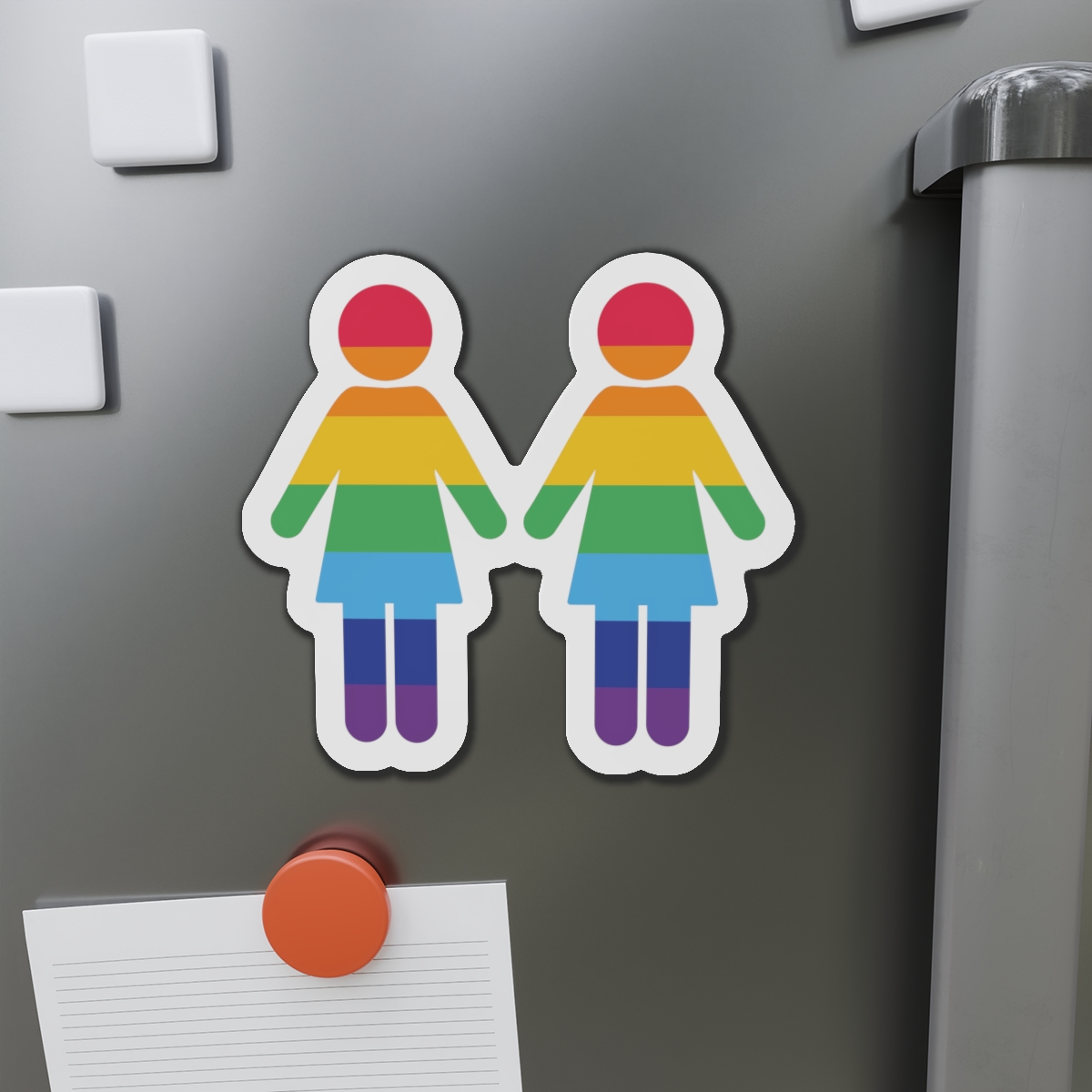 Lgbt Pride Two Lesbians Vector Icon Rainbow Colors Vector Illustration Die Cut Magnets - Image 14