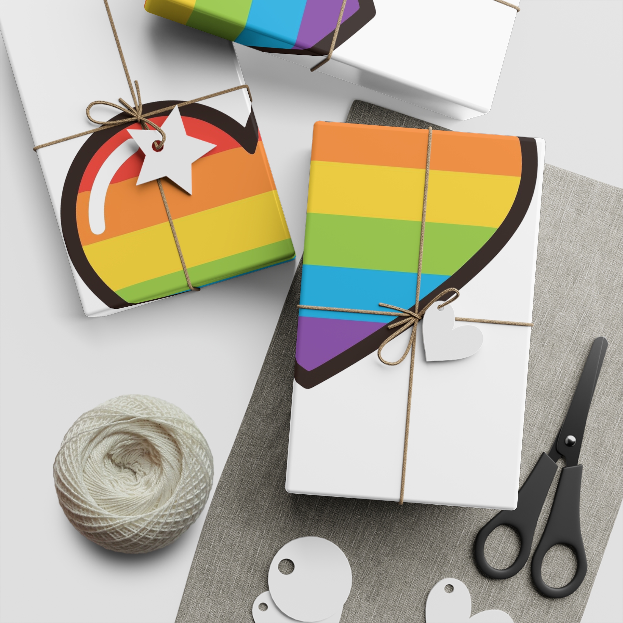 Lgbtq Pride Rainbow Heart Icon Gift Wrapping Paper Sheets 1pc - Image 2