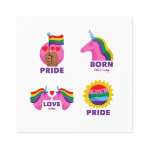Illustrations Pride Day Badges Set Laminate Stickers Square
