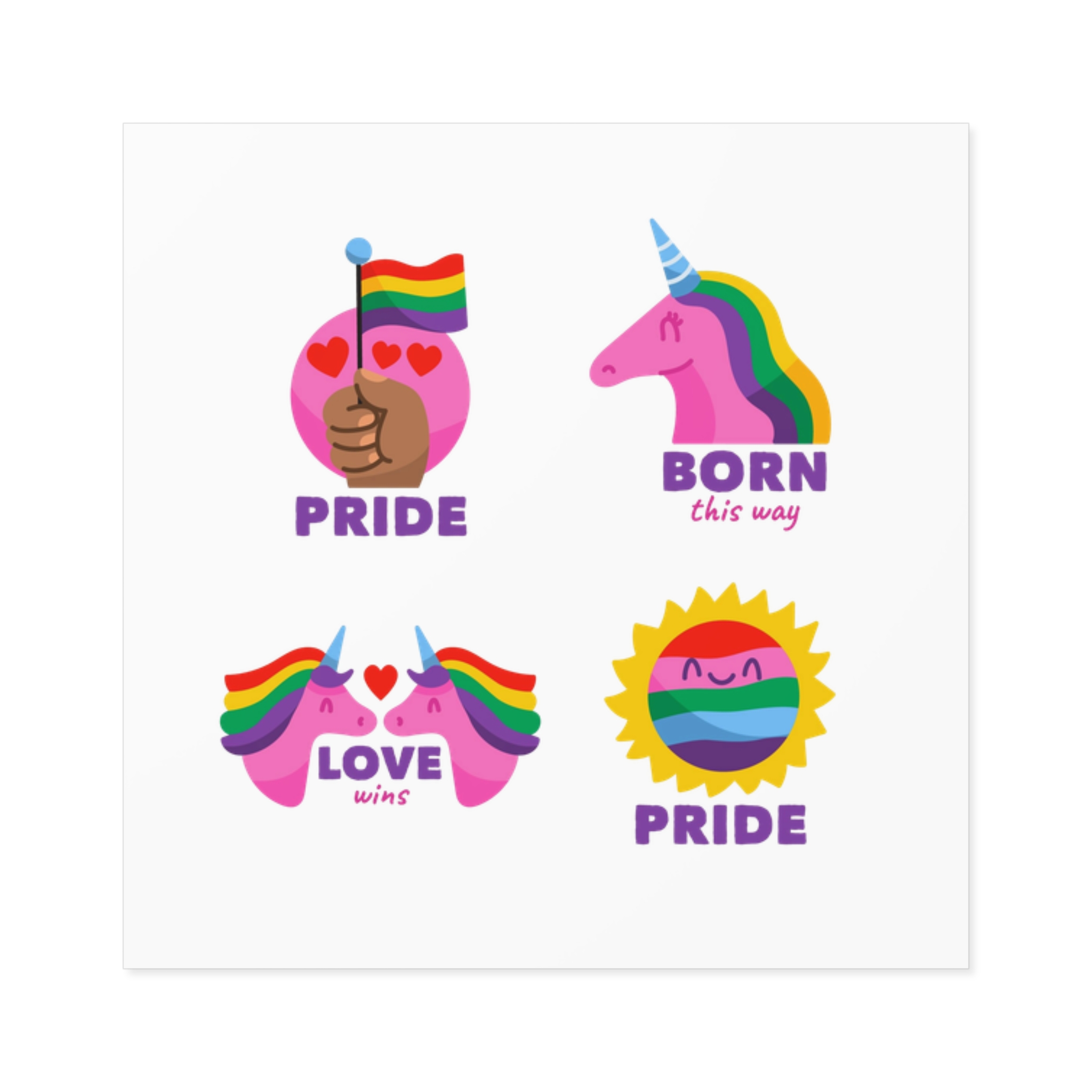 Illustrations Pride Day Badges Set Laminate Stickers Square
