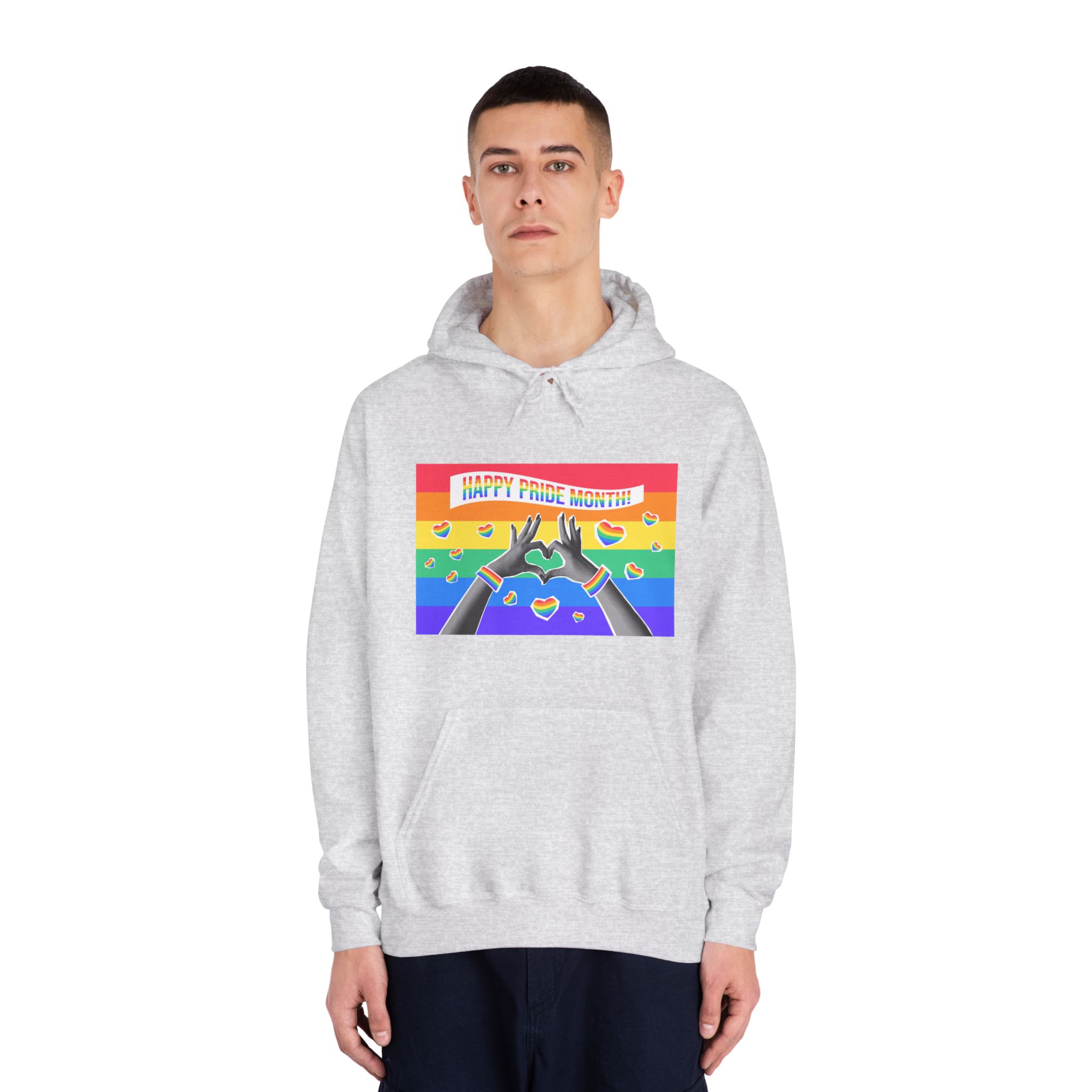 Lgbtq Pride Month Card Y2k Style Trendy Retro Collage Halftone Hands Unisex Dryblend Hooded Sweatshirt - Image 7