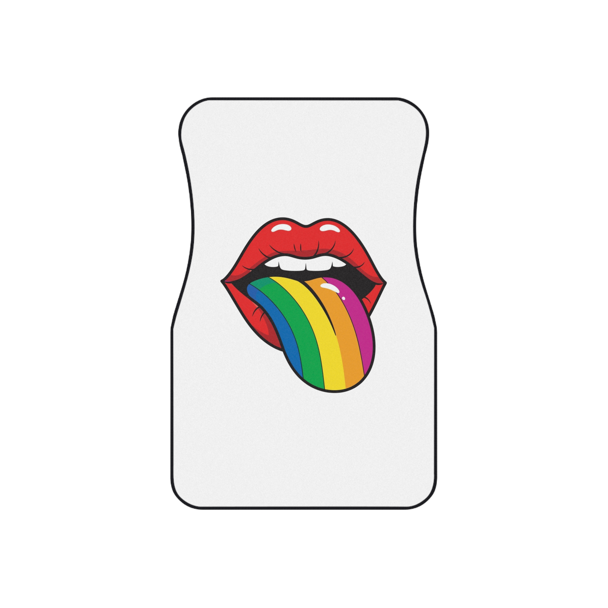 Pop Art Illustration Open Red Lips With Long Colorful Rainbow Tongue Sticking Out Now Car Mats Set Of 4 - Image 2