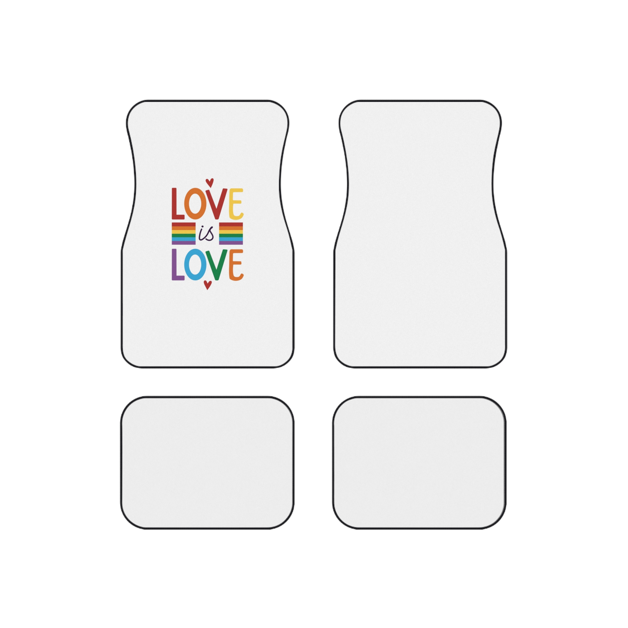 Love Is Love Colorful Typography With Rainbow Stripes Lgbt Pride Message Vector Car Mats Set Of 4