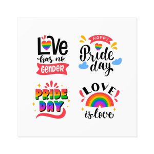 Hand Drawn Pride Day Label Collection(1) Laminate Stickers Square