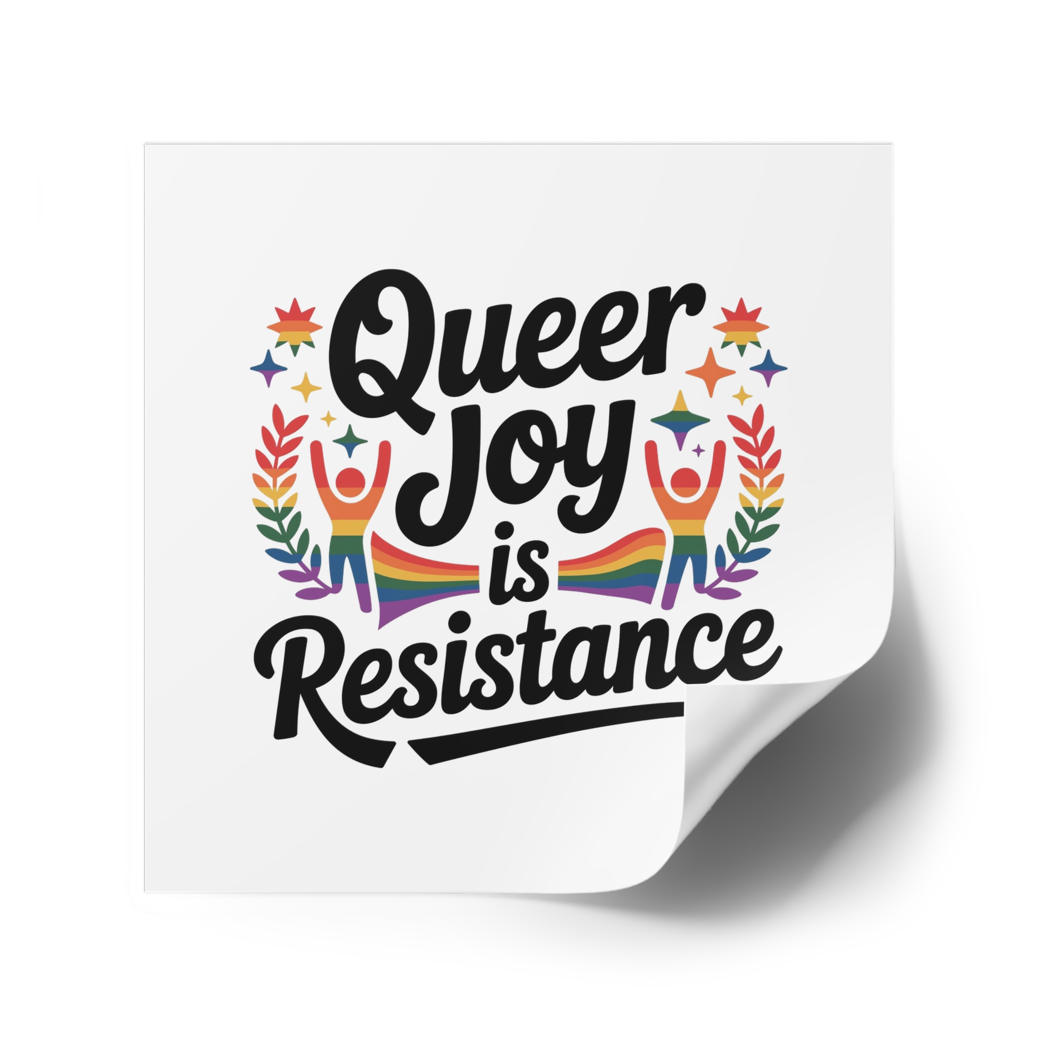 Queer Joy Is Resistance T Shirt Design Isolated White Background Laminate Stickers Square - Image 34