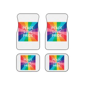 Rainbow Colored Background With Peace Love Pride Concept Pride Month Car Mats Set Of 4