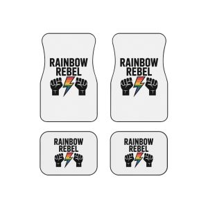 Rainbow Rebel T Shirt Design Isolated White Background 3 Car Mats Set Of 4