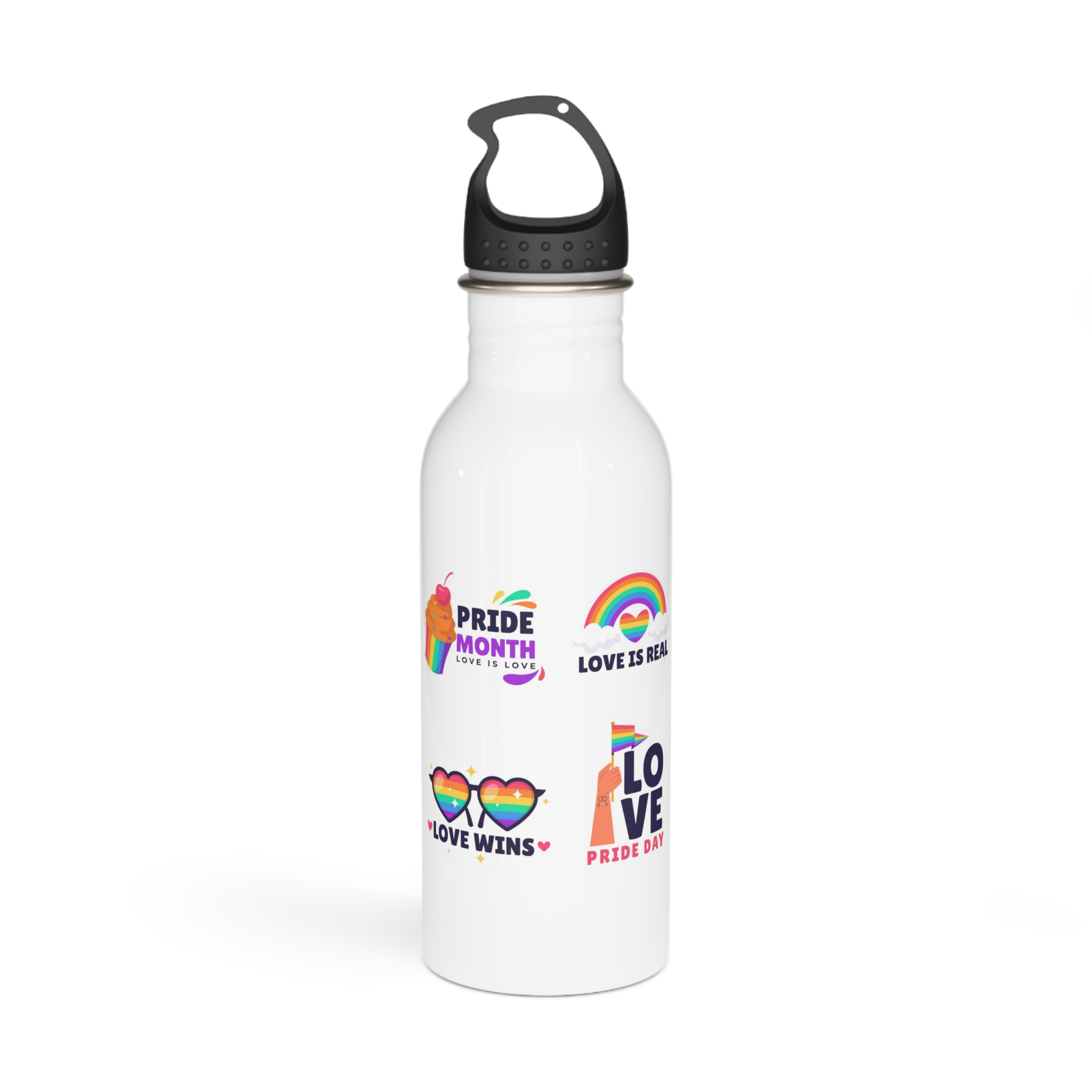 Flat Stickers Collection Lgbtqi Pride Month Celebration Stainless Steel Water Bottle