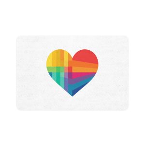 Heart Shape Rainbow Colors Pet Food Mat 12x18