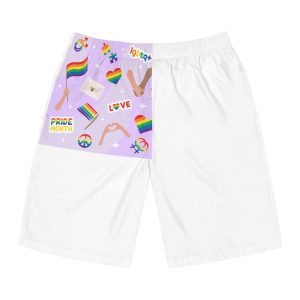 Cute Rainbow Colors Lgbtq Symbols Pride Flag Hands Holding Peace Love Mens Board Shorts Aop
