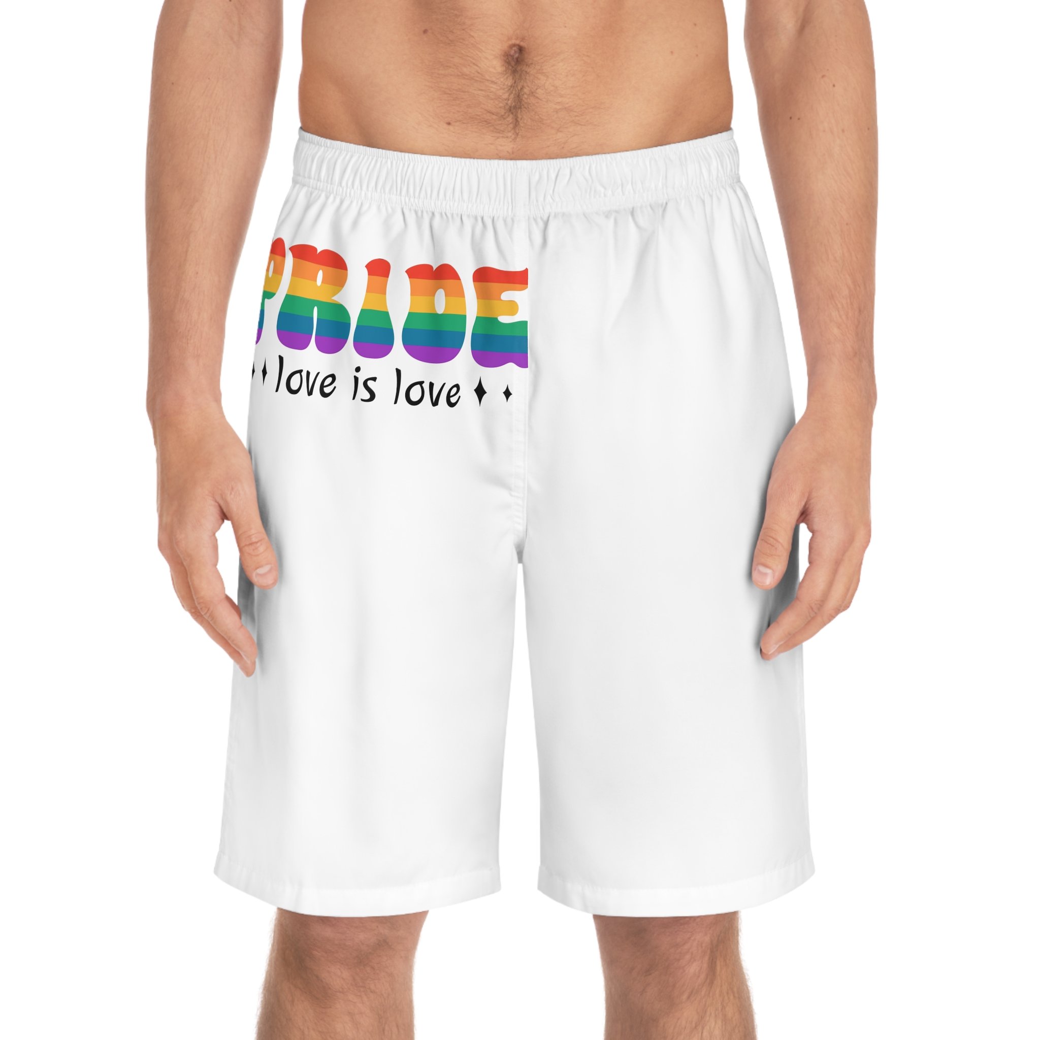 Rainbow Symbol Lgbt Pride Community Lgbt Quote Pride Isolated White Background Mens Board Shorts Aop - Image 3
