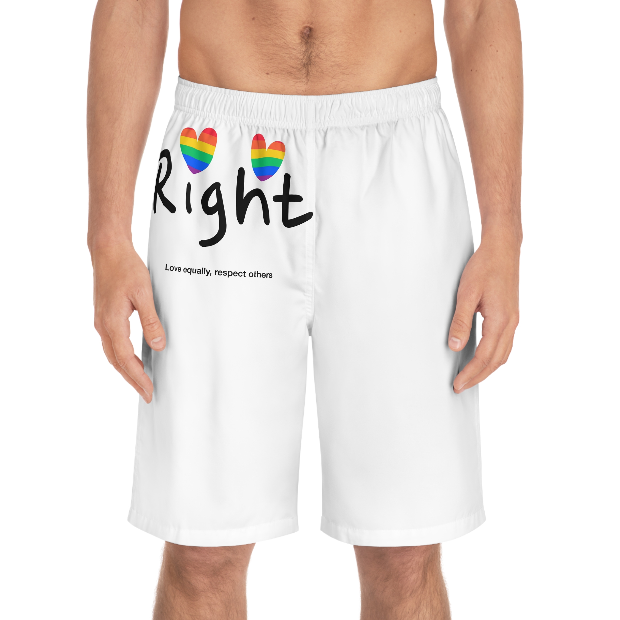 Love Letter Pride Rainbow Lettering Text Writing Pattern Freedom Love Heart Homo Colors Flag Parade(1) Mens Board Shorts Aop - Image 3