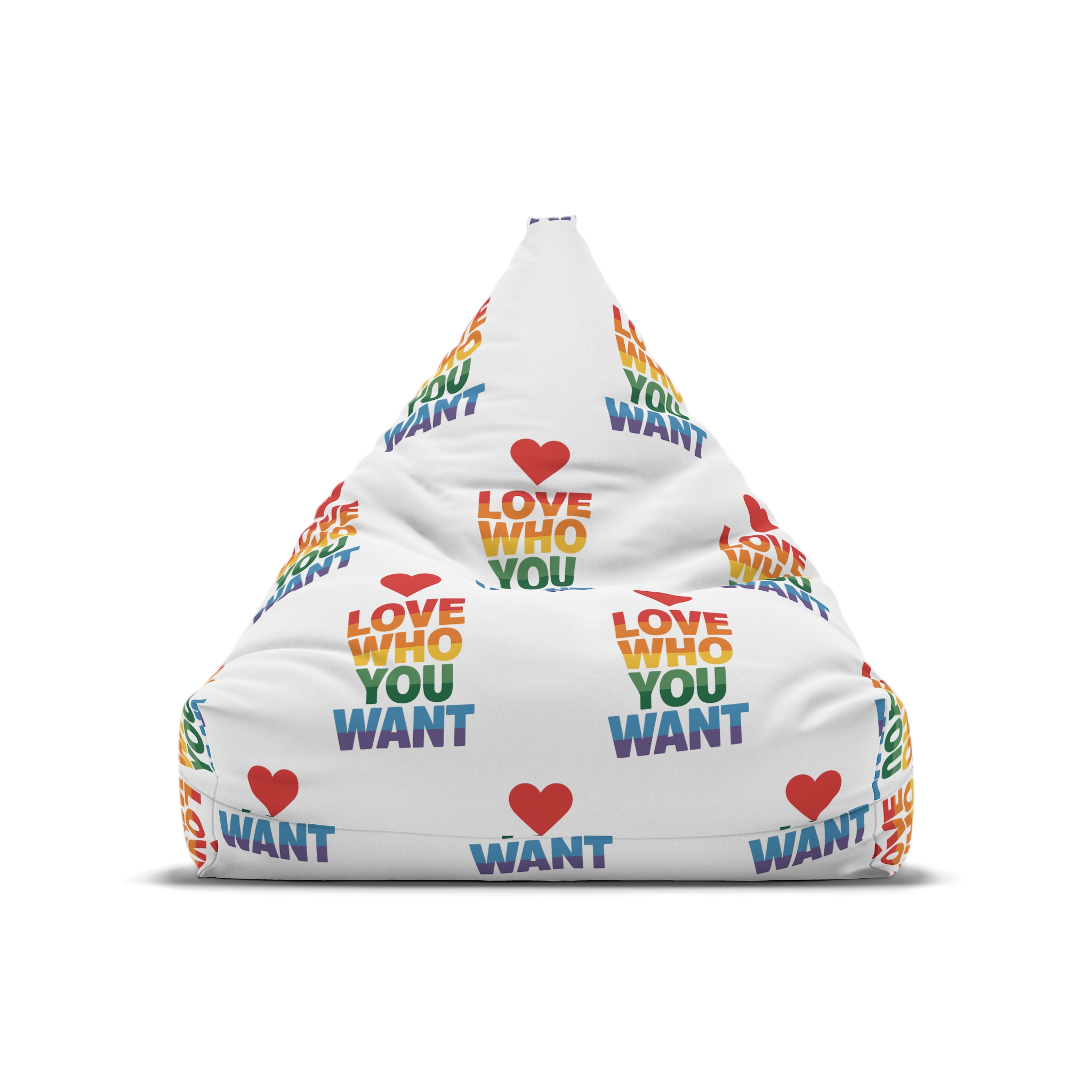 Rainbowcolored Text With Heart Symbol Saying Love Who You Want Bean Bag Chair Cover - Image 5