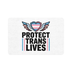 Protect Trans Lives T Shirt Design Isolated White Background 2 Pet Food Mat 12x18
