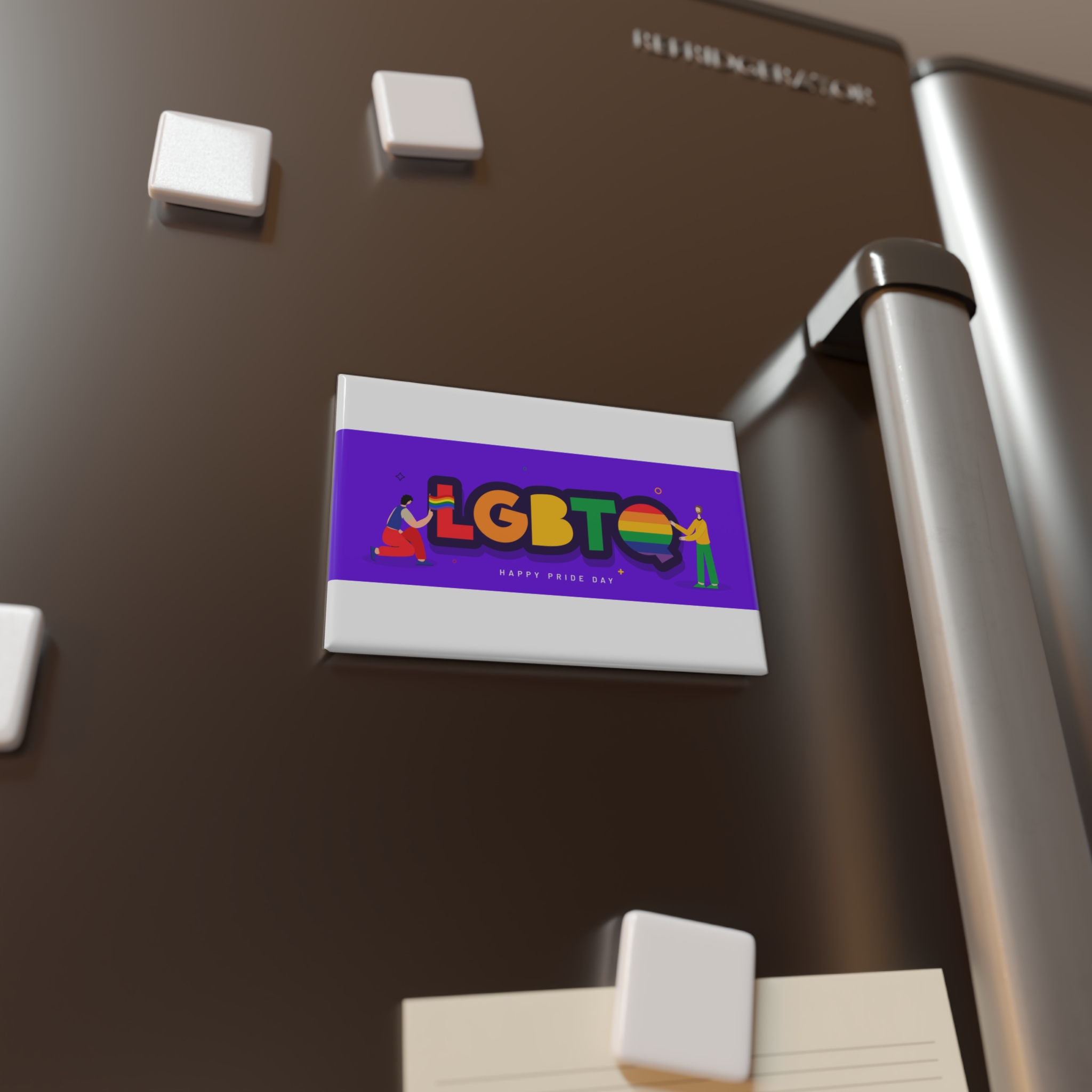 Lgbtq Community Banner Design With Illustration Gay Couple Button Magnet Rectangle 1 And 10 Pcs - Image 8