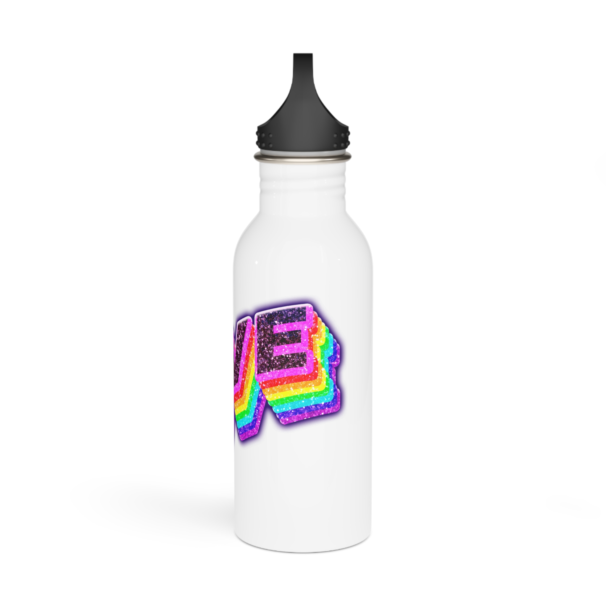 Love Png Word Rainbow Typography Stainless Steel Water Bottle - Image 4