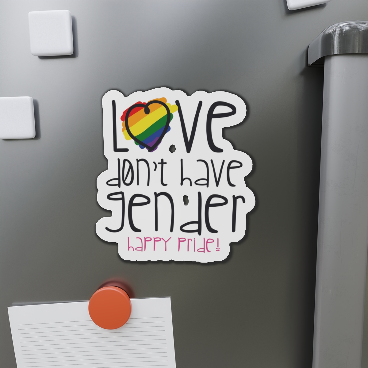 Design With Rainbow Colors Heart With Smile Encouraging Message Happy Pride Die Cut Magnets - Image 14