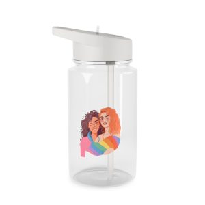 Portrait Lesbian Couple With Rainbow Flag Concept Lgbtq Illustration Couple Tritan Water Bottle