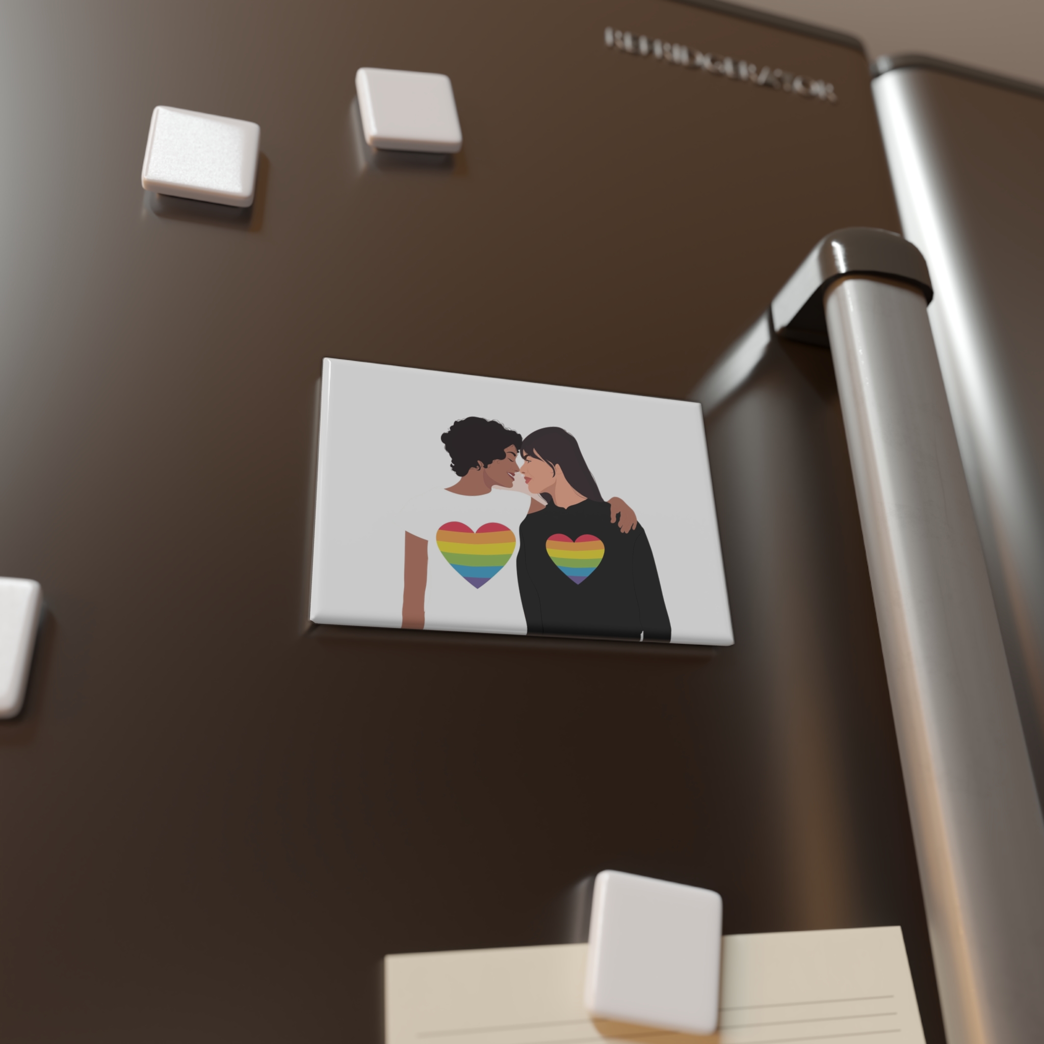 Embracing Lgbt Couple Couple Girls Love Smiling Each Other Button Magnet Rectangle 1 And 10 Pcs - Image 4