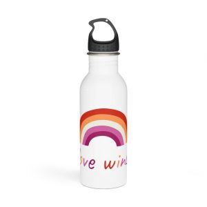 Colorful Rainbow Shape Lesbian Pride Flag Happy Pride Day Lgbtqia Community Pride Month Vector Hand Drawn Doodle Posters Stickers Logo Cards(2) Stainless Steel Water Bottle