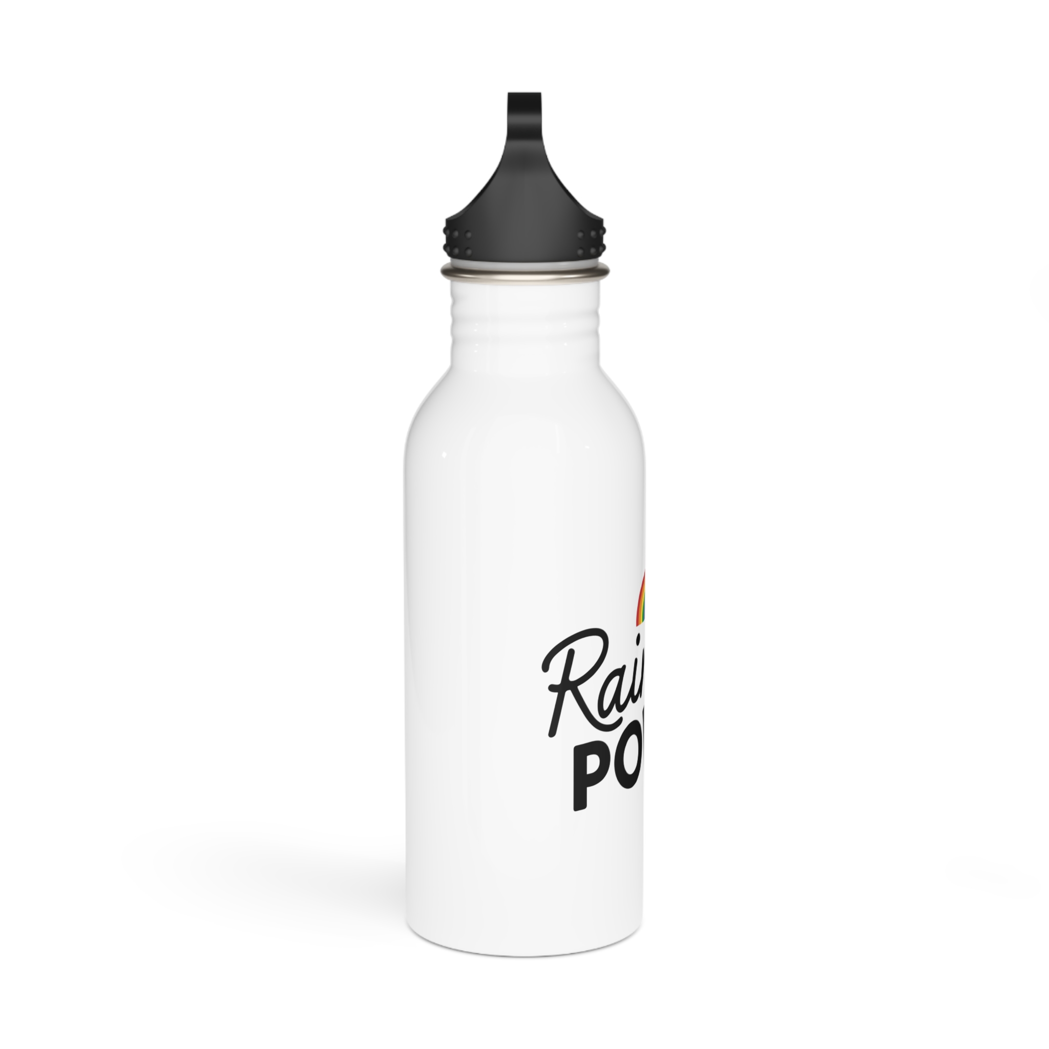 Rainbow Power T Shirt Design Isolated White Background Stainless Steel Water Bottle - Image 2