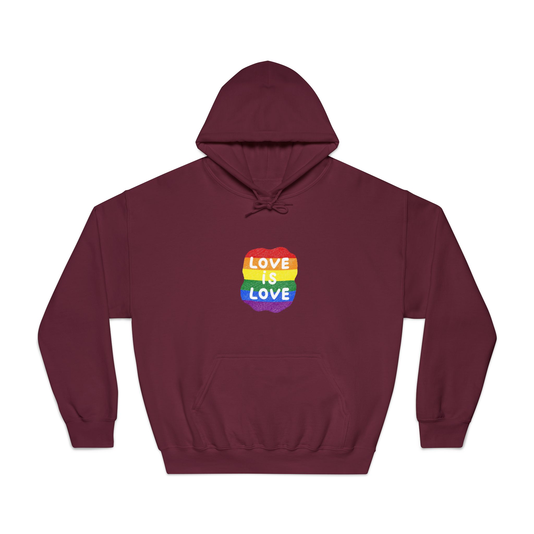 Love Is Love Lgbtq Pride Rainbow Poster Slogan Unisex Dryblend Hooded Sweatshirt - Image 17
