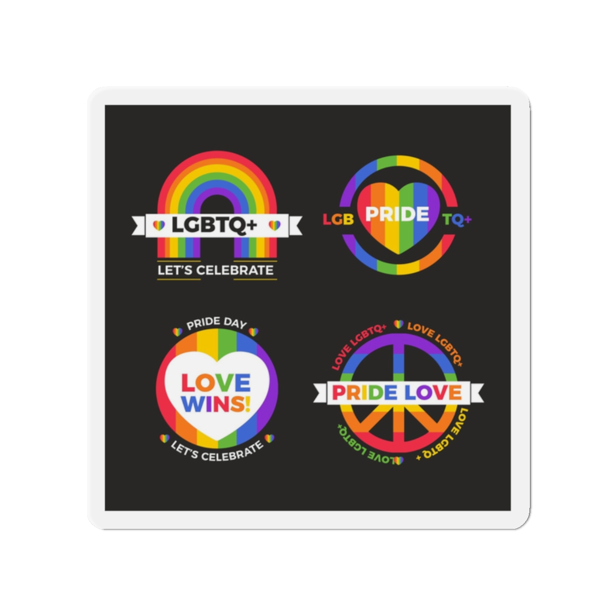 Flat Pride Day Badge Collection Die Cut Magnets