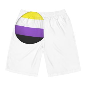 Flag Nonbinary Lgbtq Glossy Circular Flag Button Appearance 3d Icon Design With Depth Mens Board Shorts Aop