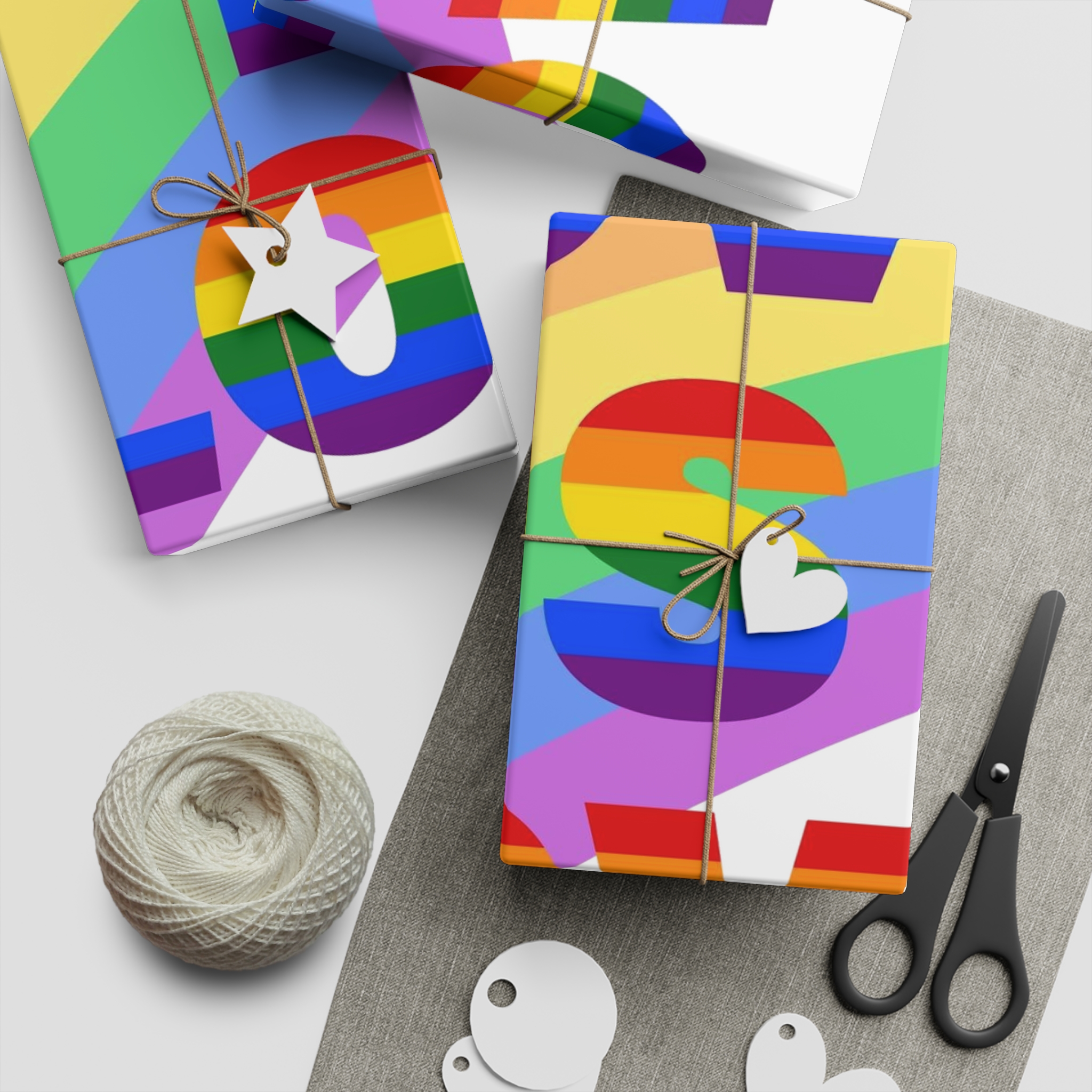 Colorful Rainbow Colors Lgbt Flag Text Love Is Love White Background Poster Banner Gift Wrapping Paper Sheets 1pc - Image 5