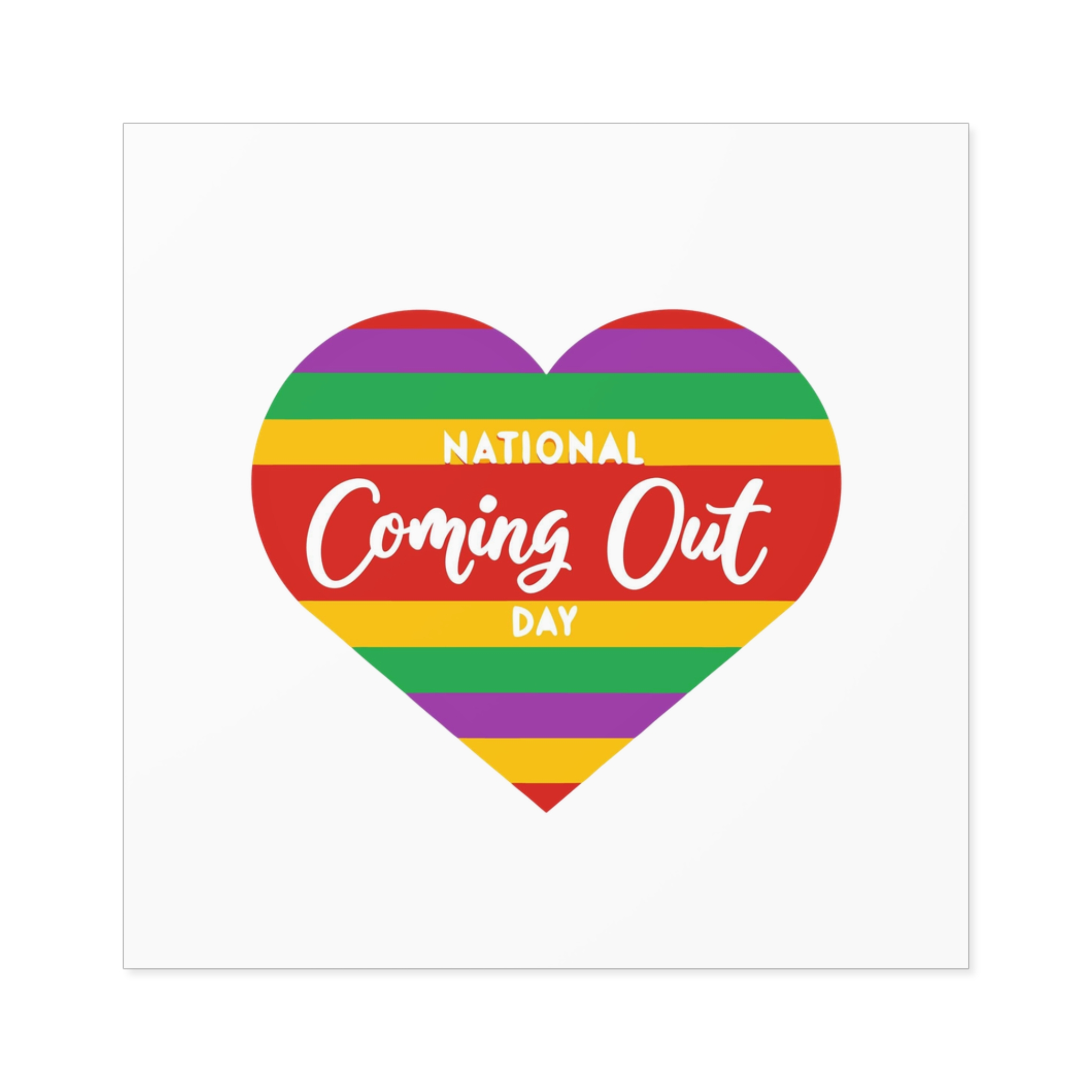 National Coming Out Day Rainbow Heart With Text Pride Lgbtq Laminate Stickers Square - Image 69