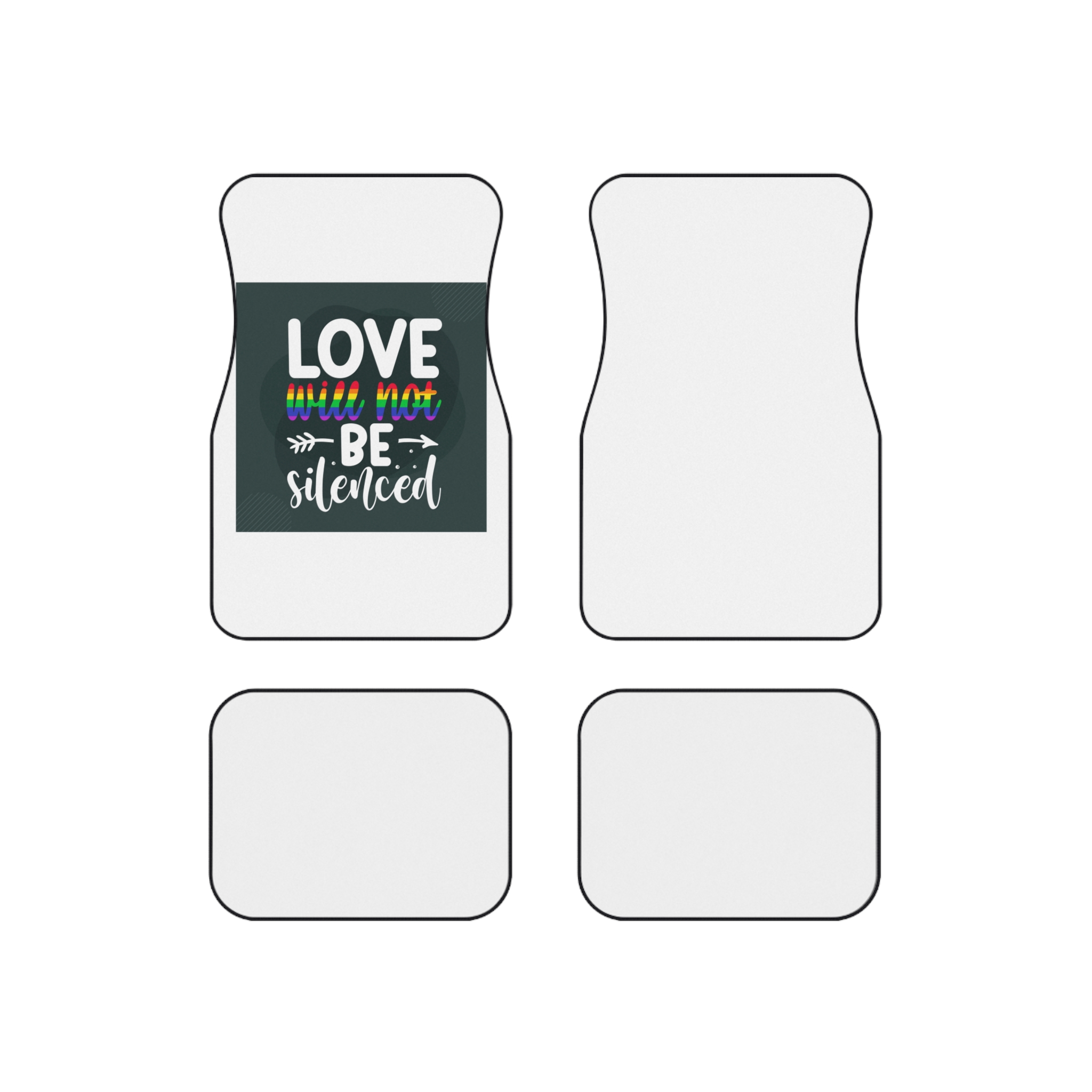 Love Will Be Silenced Premium Gay Pride Lettering Vector Design Car Mats Set Of 4