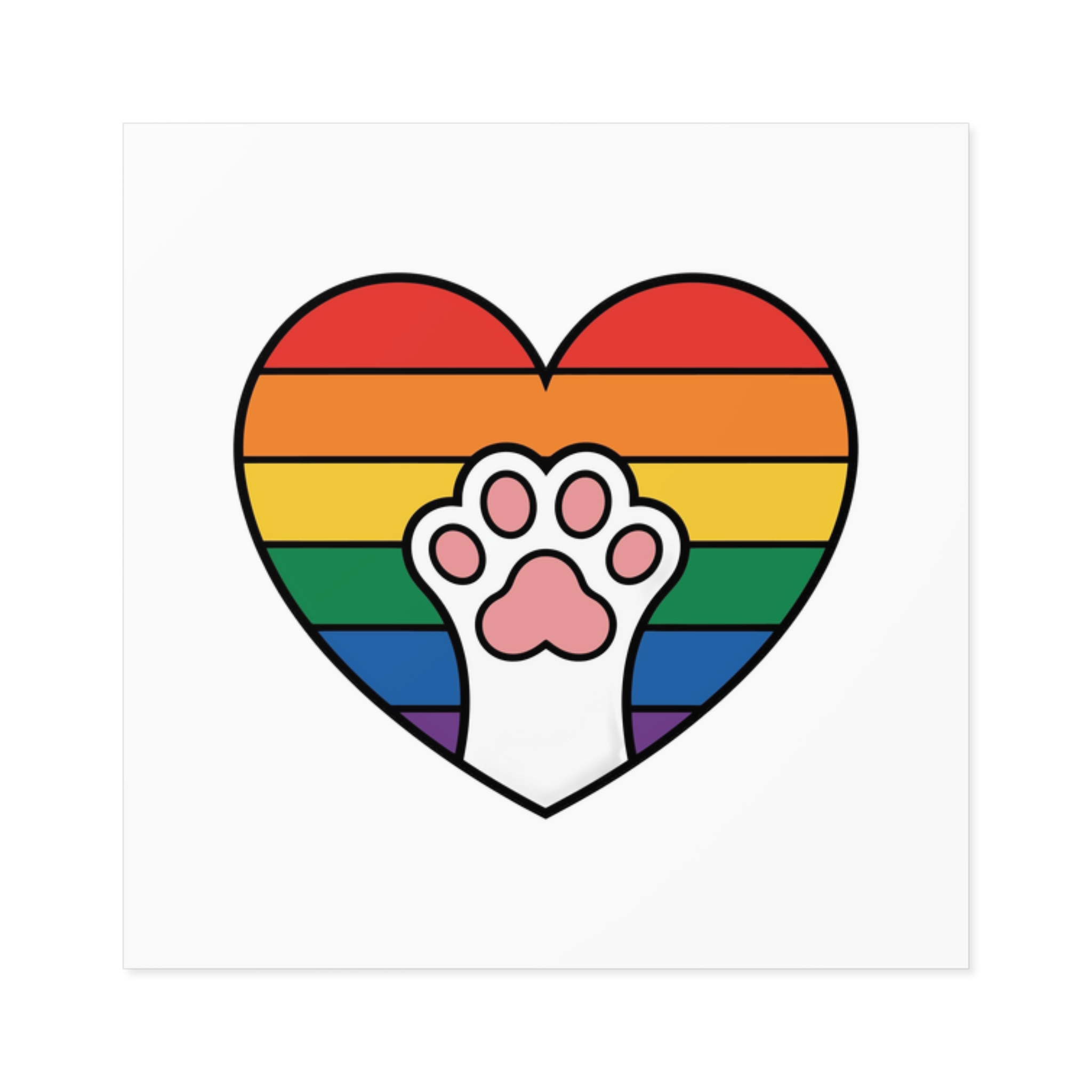 Rainbow Heart With Cute Cat Paw Pride Illustration Laminate Stickers Square - Image 5
