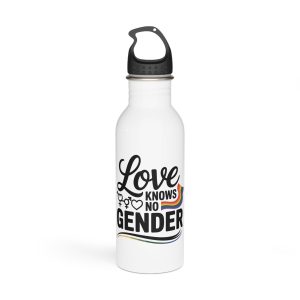 Love Knows No Gender T Shirt Design Isolated White Background Stainless Steel Water Bottle