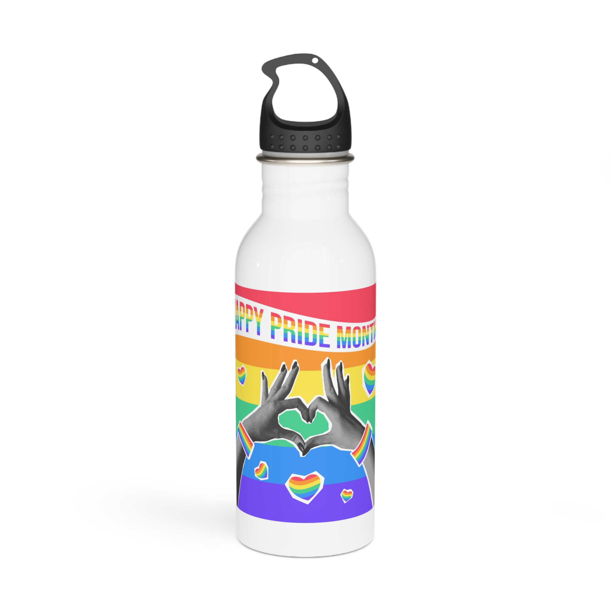 Lgbtq Pride Month Card Y2k Style Trendy Retro Collage Halftone Hands Stainless Steel Water Bottle