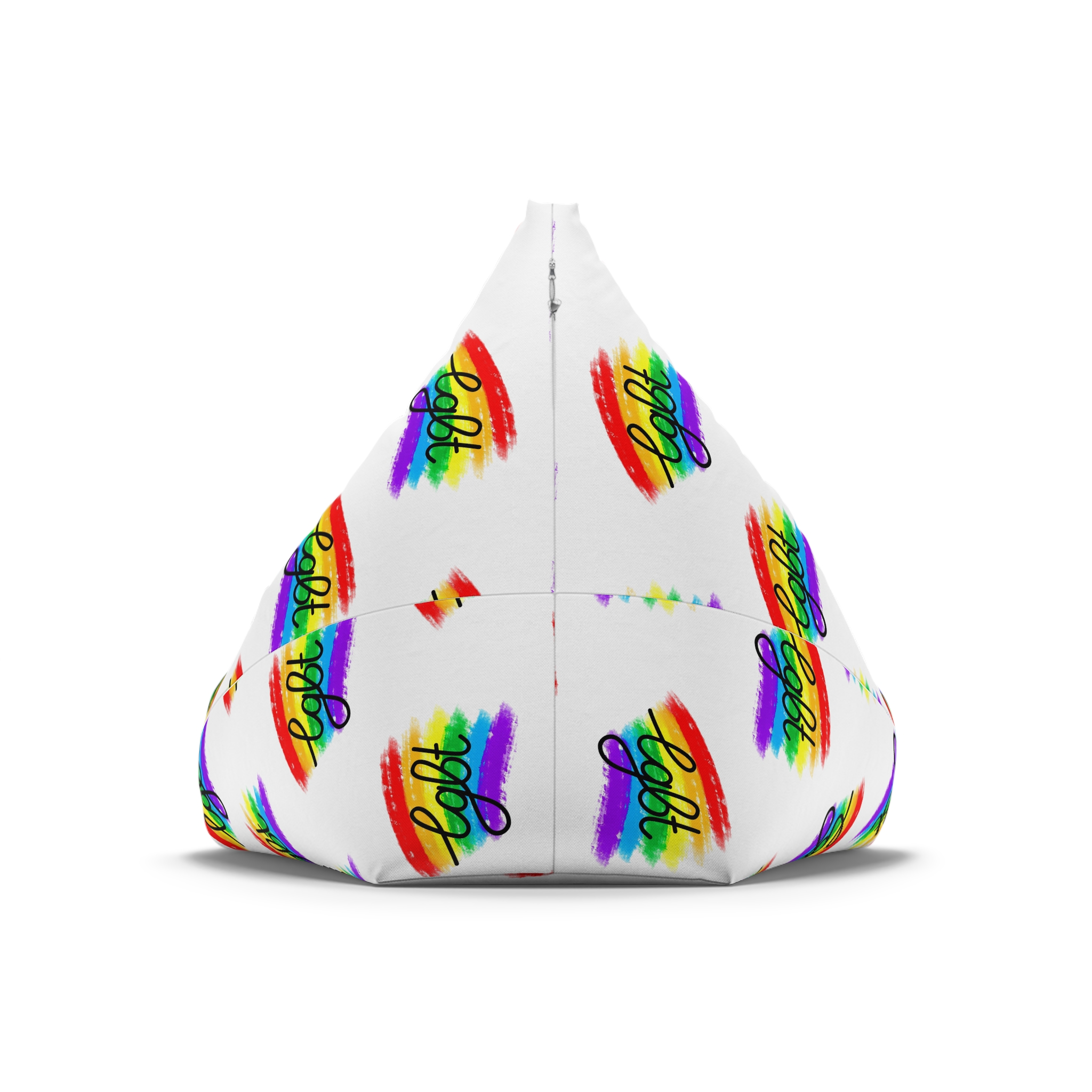 Lgbt Logo Vector Flat Illustration With Hand Drawn Watercolor Rainbow Flag Bean Bag Chair Cover - Image 6