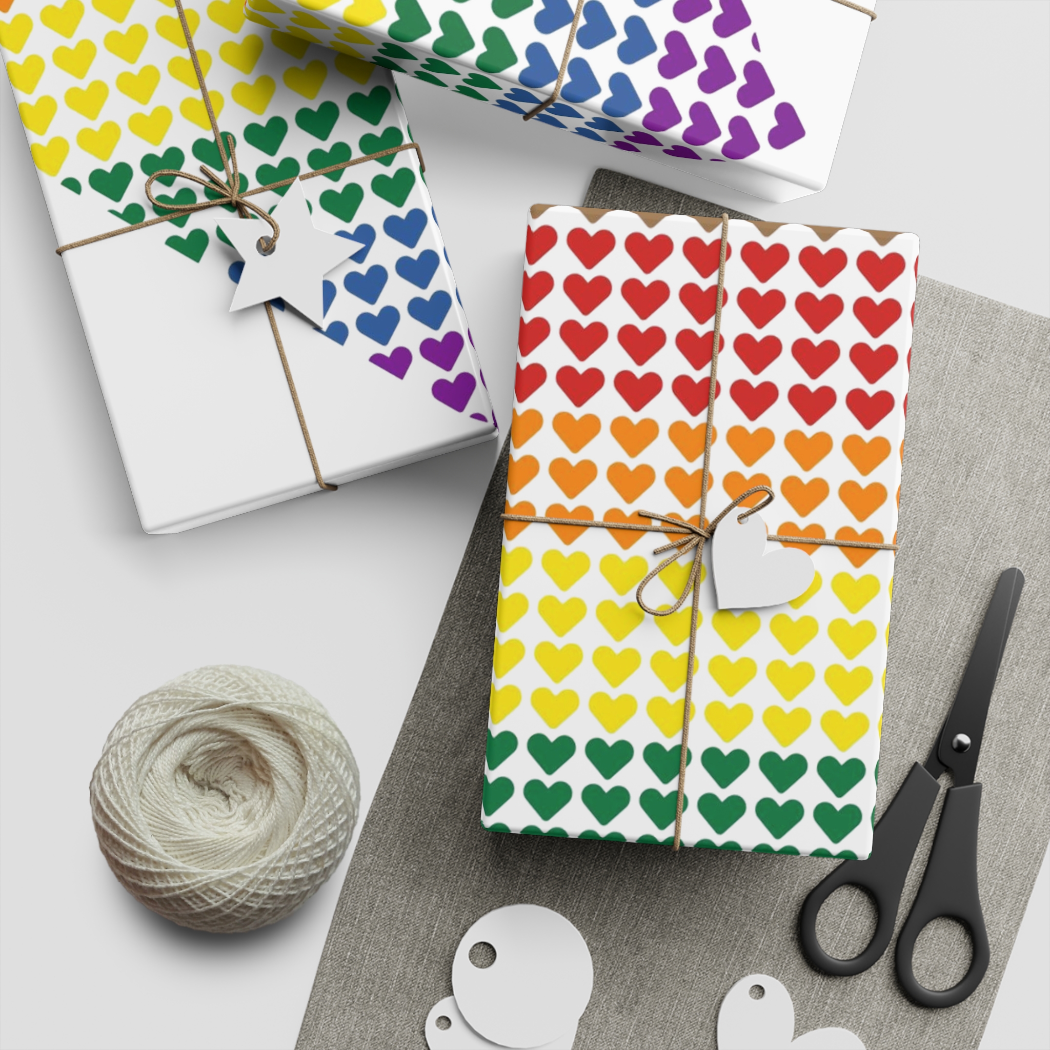 Pride Flag Heart Shape Icon With Heart Pattern Inside Heart Symbol With Black Brown Stripes Gift Wrapping Paper Sheets 1pc - Image 5