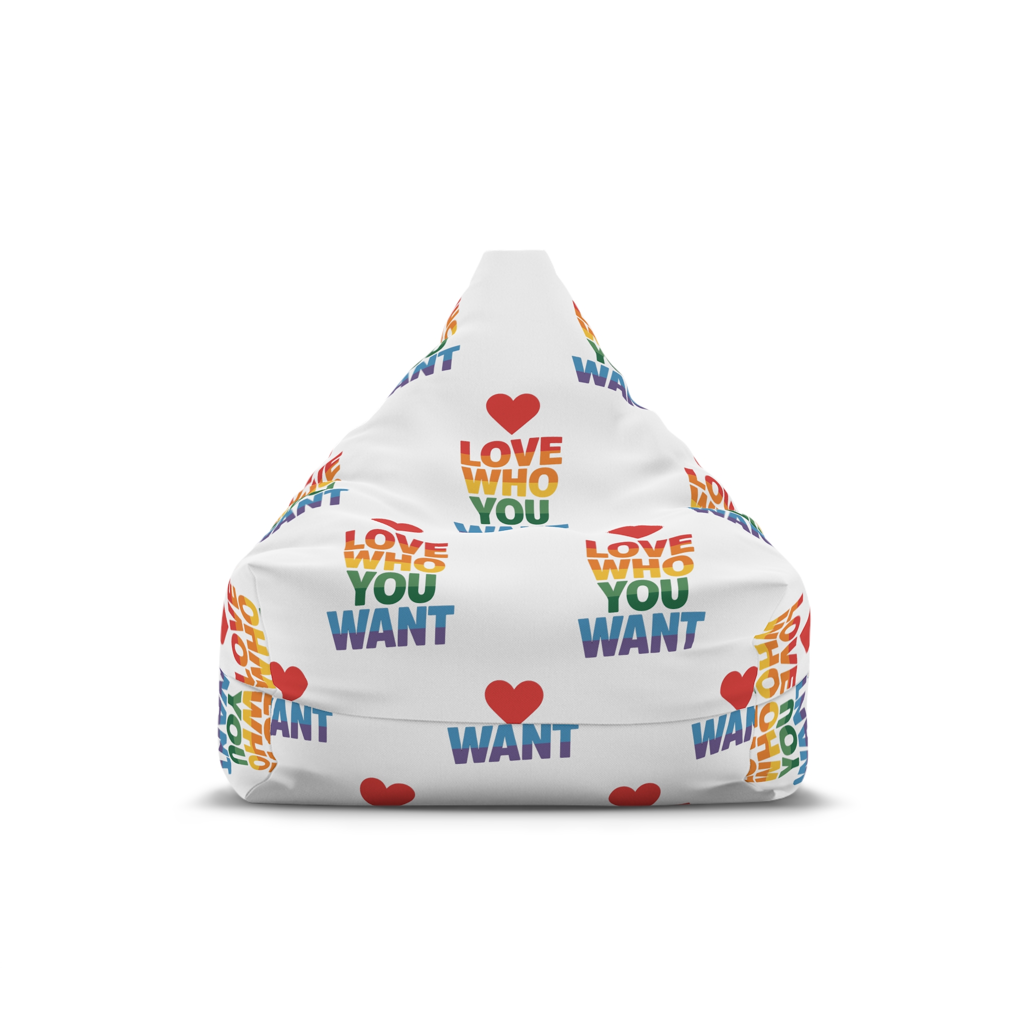 Rainbowcolored Text With Heart Symbol Saying Love Who You Want Bean Bag Chair Cover