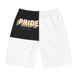 Vibrant Rainbow Pride Love Is Love Message Mens Board Shorts Aop
