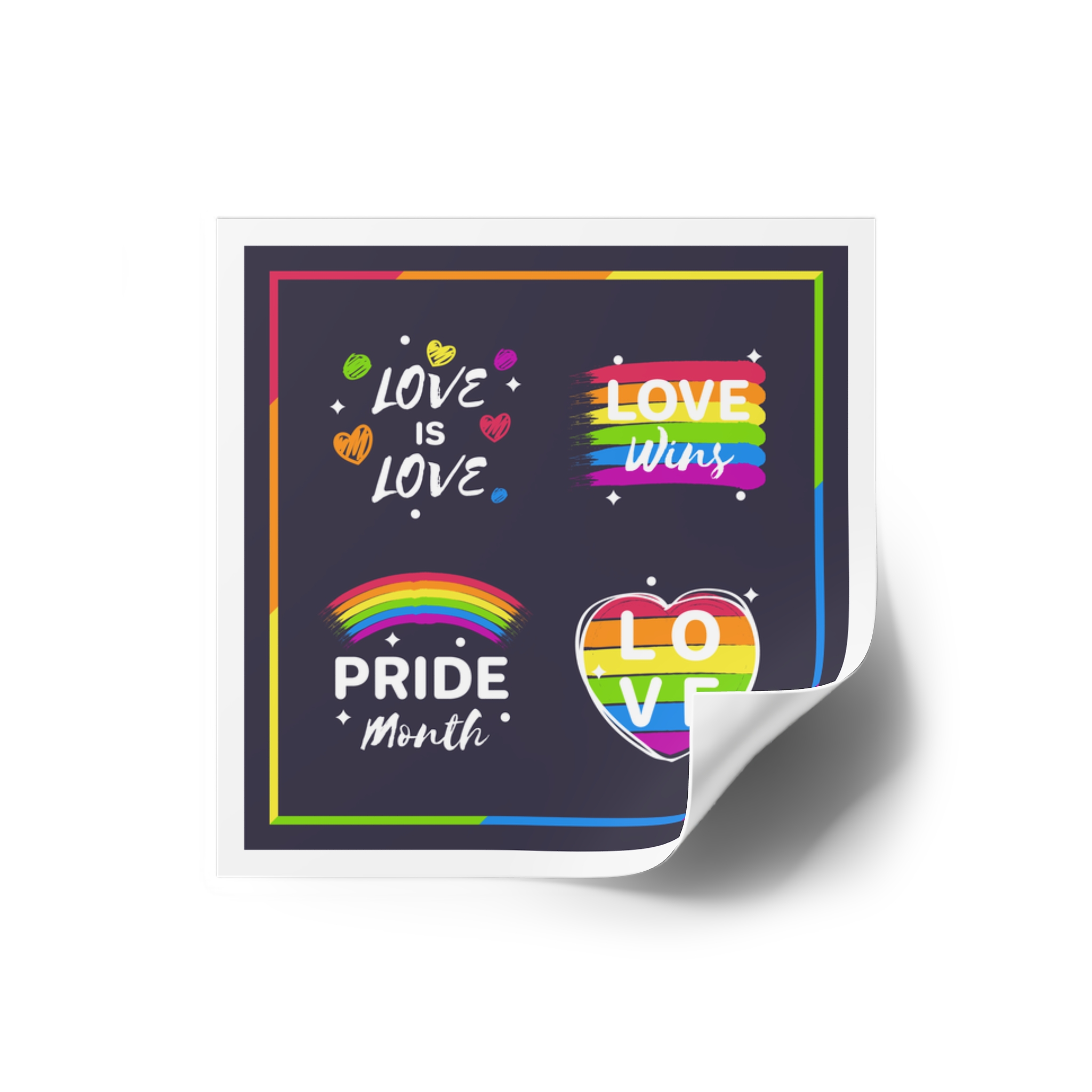 Pride Day Badges Set Laminate Stickers Square - Image 2