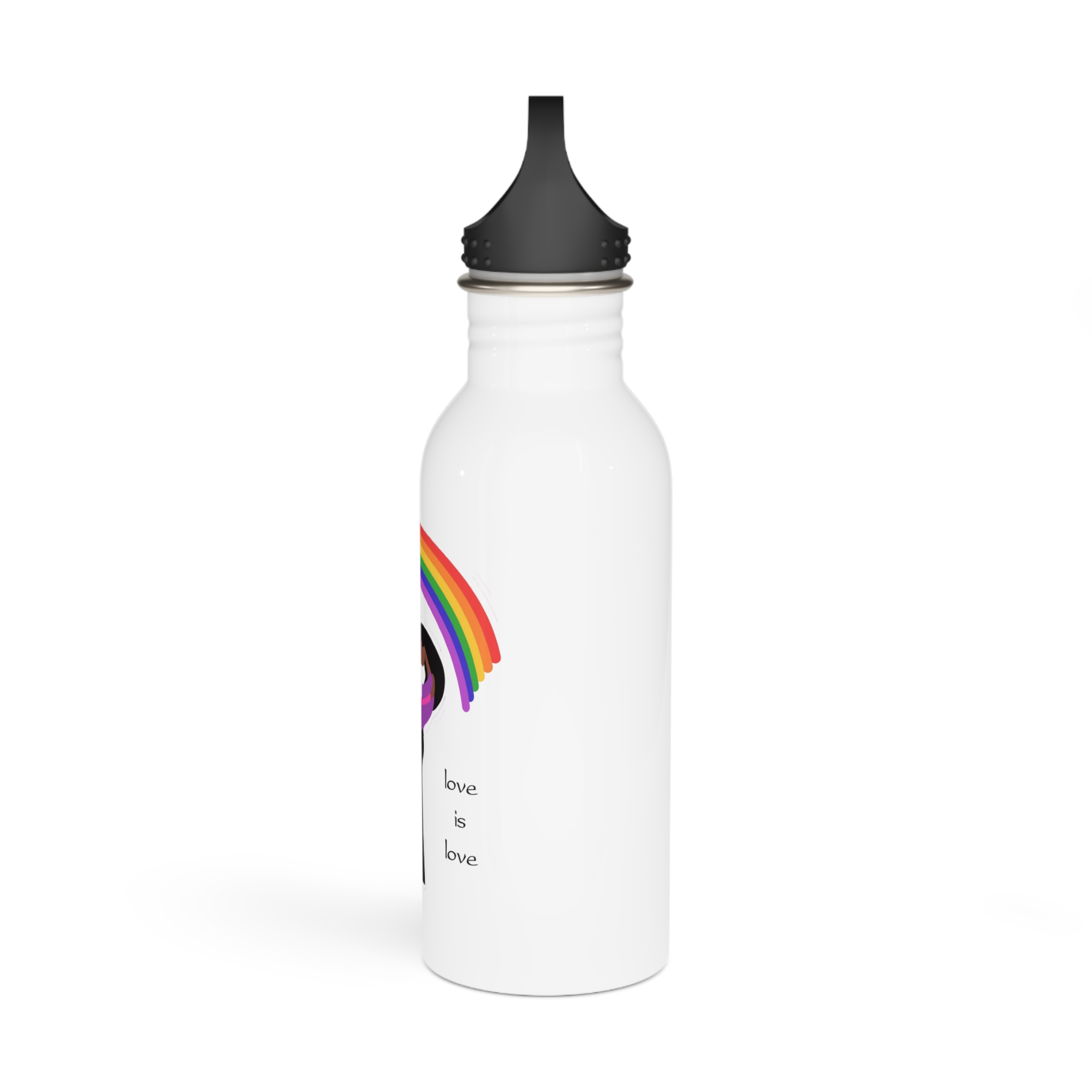 Poster Two Girls Hugging With Rainbow Stainless Steel Water Bottle - Image 4
