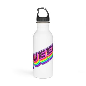 Queer Png Word Rainbow Typography Stainless Steel Water Bottle