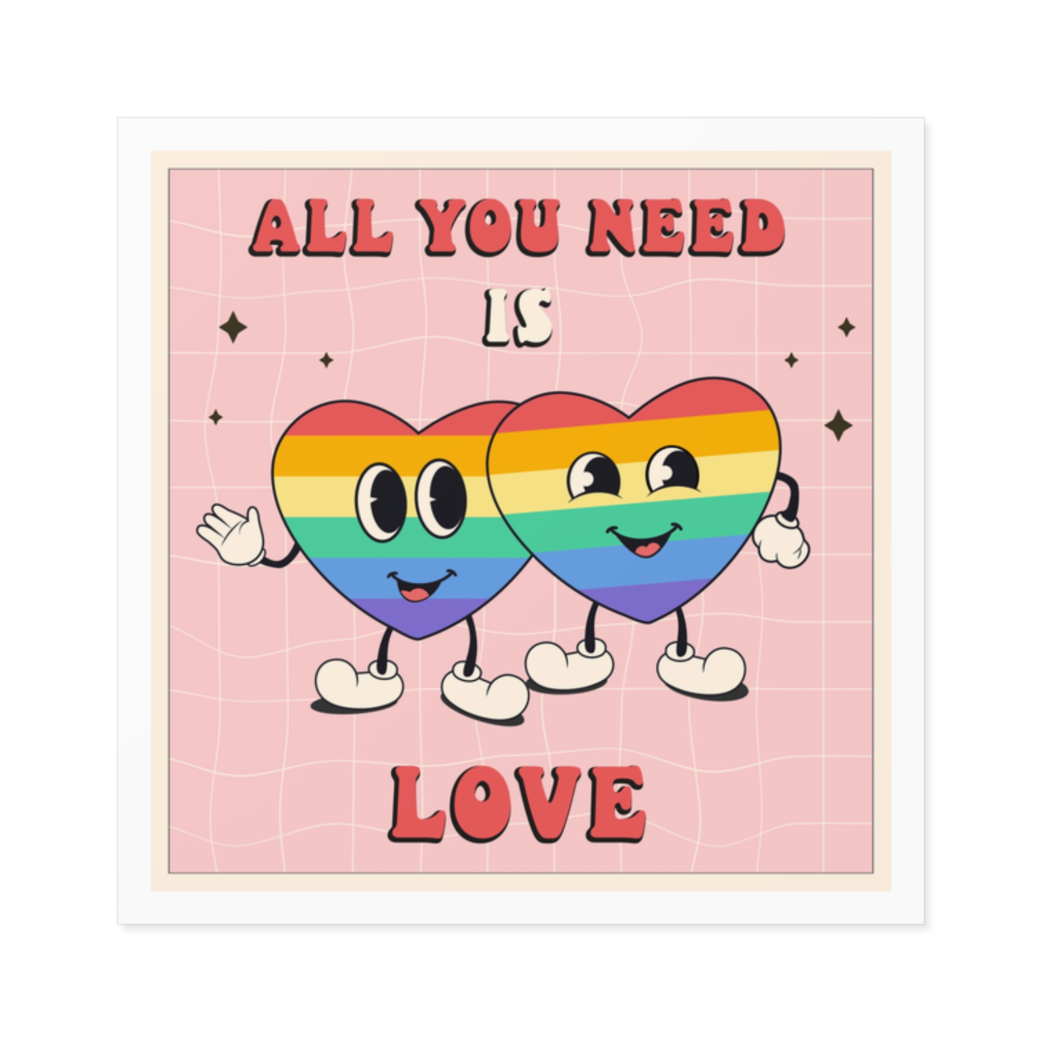 Lgbtq Pride Month Retro Groovy Poster Social Media Post Template With Rainbow Heart Laminate Stickers Square - Image 5