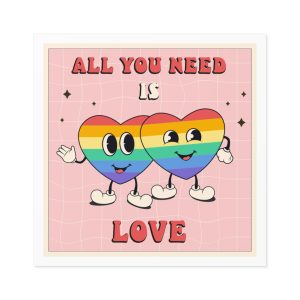 Lgbtq Pride Month Retro Groovy Poster Social Media Post Template With Rainbow Heart Laminate Stickers Square