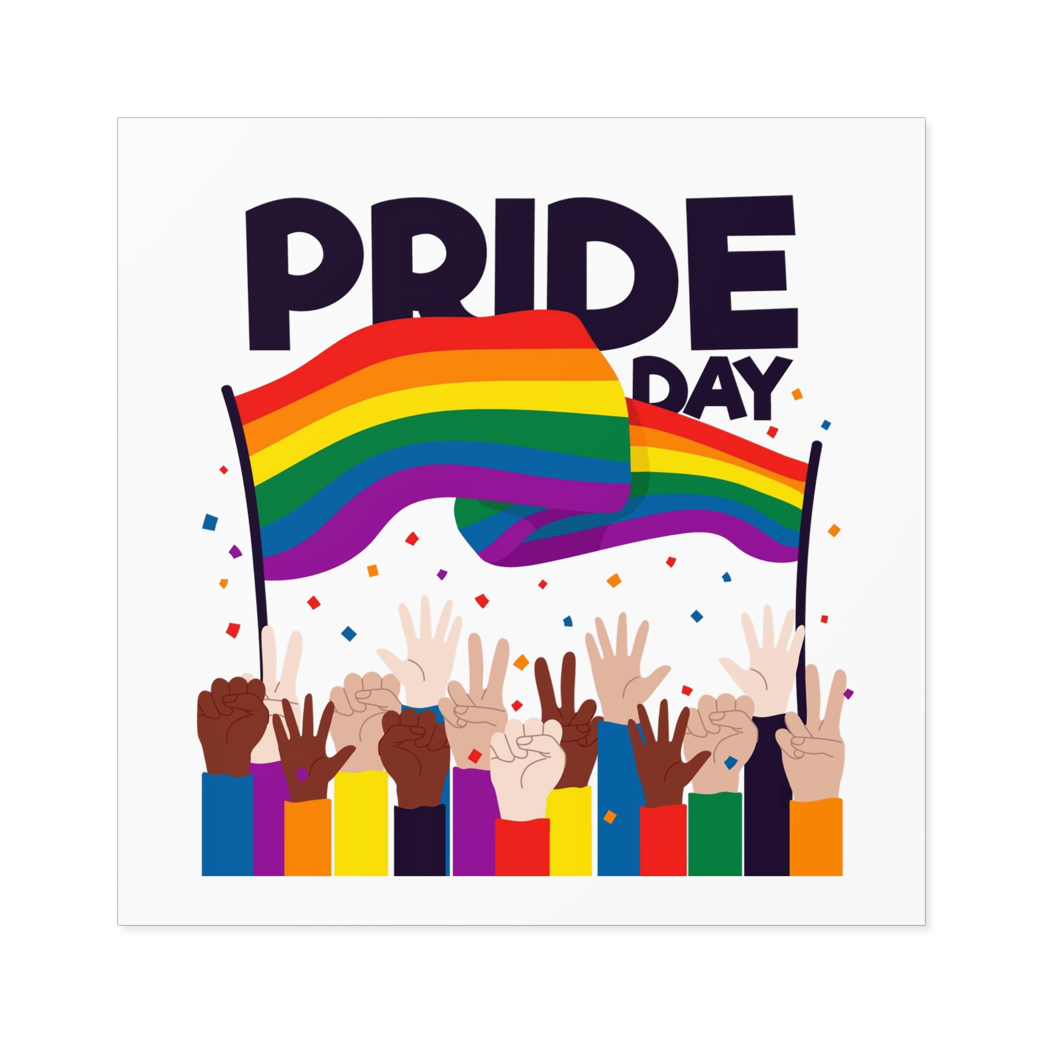 Pride Day Event With Rainbow Flag Theme Laminate Stickers Square - Image 33