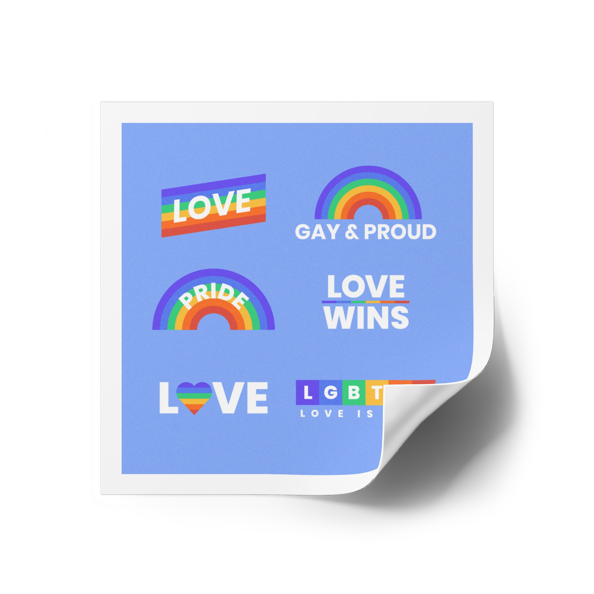Pride Day Concept Rainbow Labels Laminate Stickers Square - Image 18