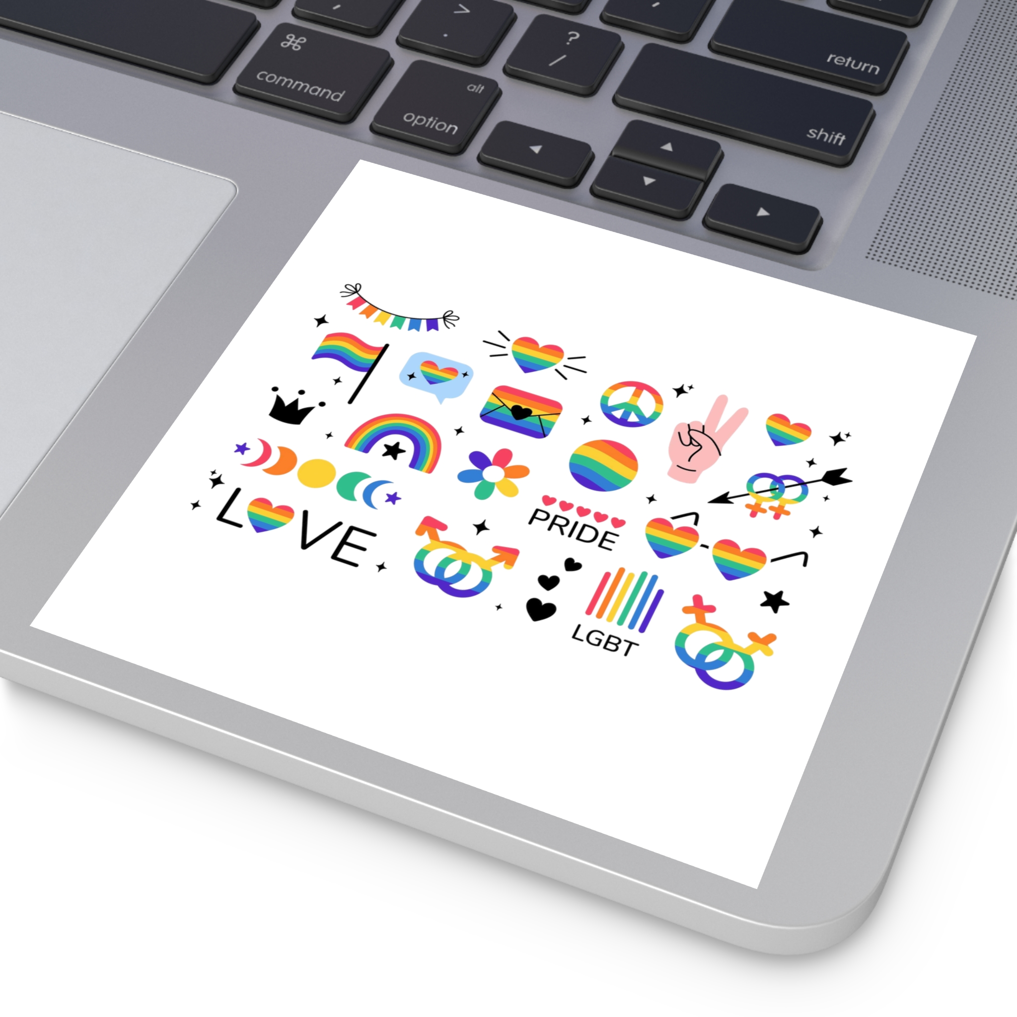 Lgbt Stickers Pack Doodle Style Lgbtq Set Lgbt Pride Community Symbols Rainbow Colored Element Laminate Stickers Square - Image 47