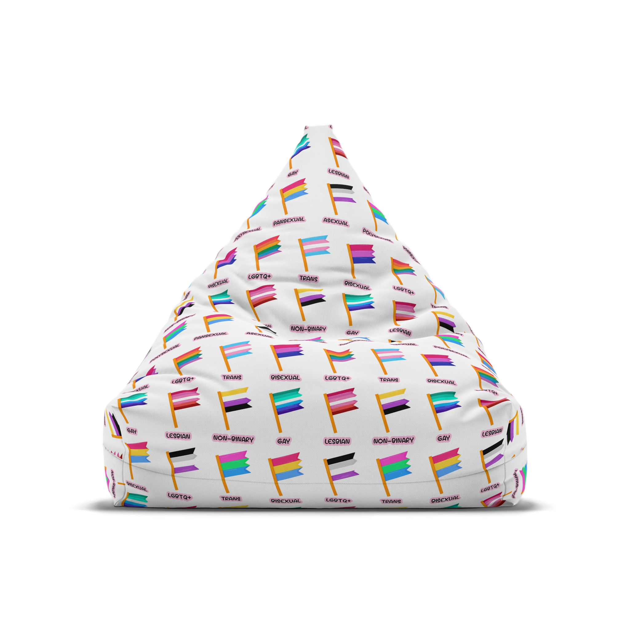 Cute Hand Drawn Set Lgbtq Pride Flags With Names Lgbtq Trans Bisexual Lesbian Nonbinary Asexual Bean Bag Chair Cover - Image 5