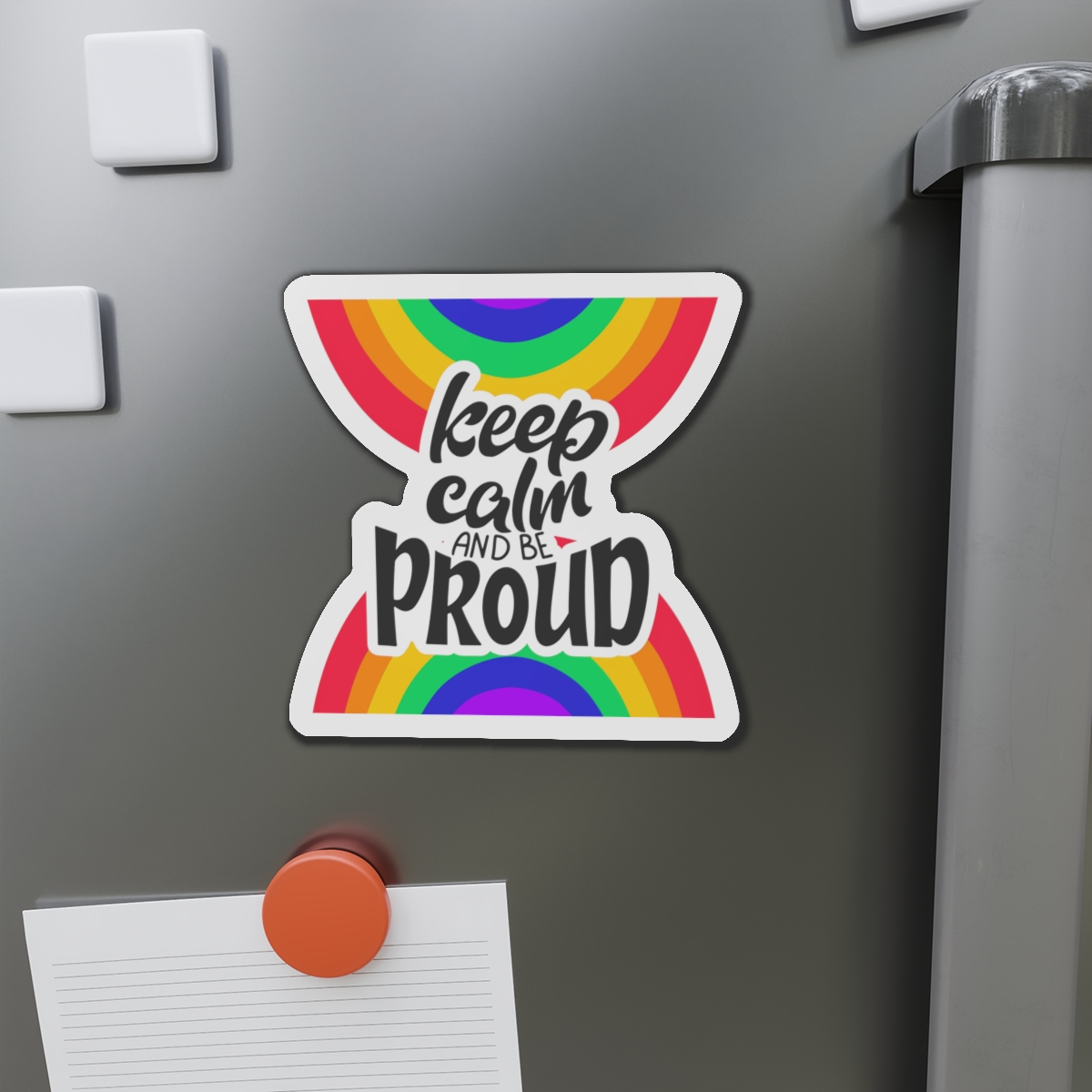 Keep Calm Be Proud Lgbt Lettering Quote Pride Poster Concept With Colorful Rainbow Vector Die Cut Magnets - Image 11