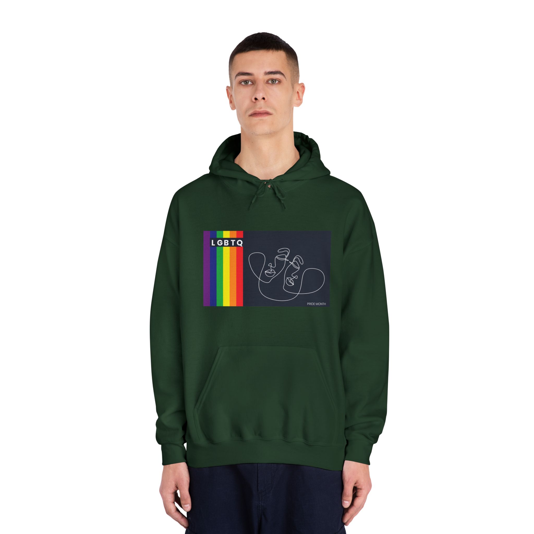 Lgbtq Pride Month Color Flag Dark Background With Female Couple Line Are Vector Illustration Unisex Dryblend Hooded Sweatshirt - Image 23
