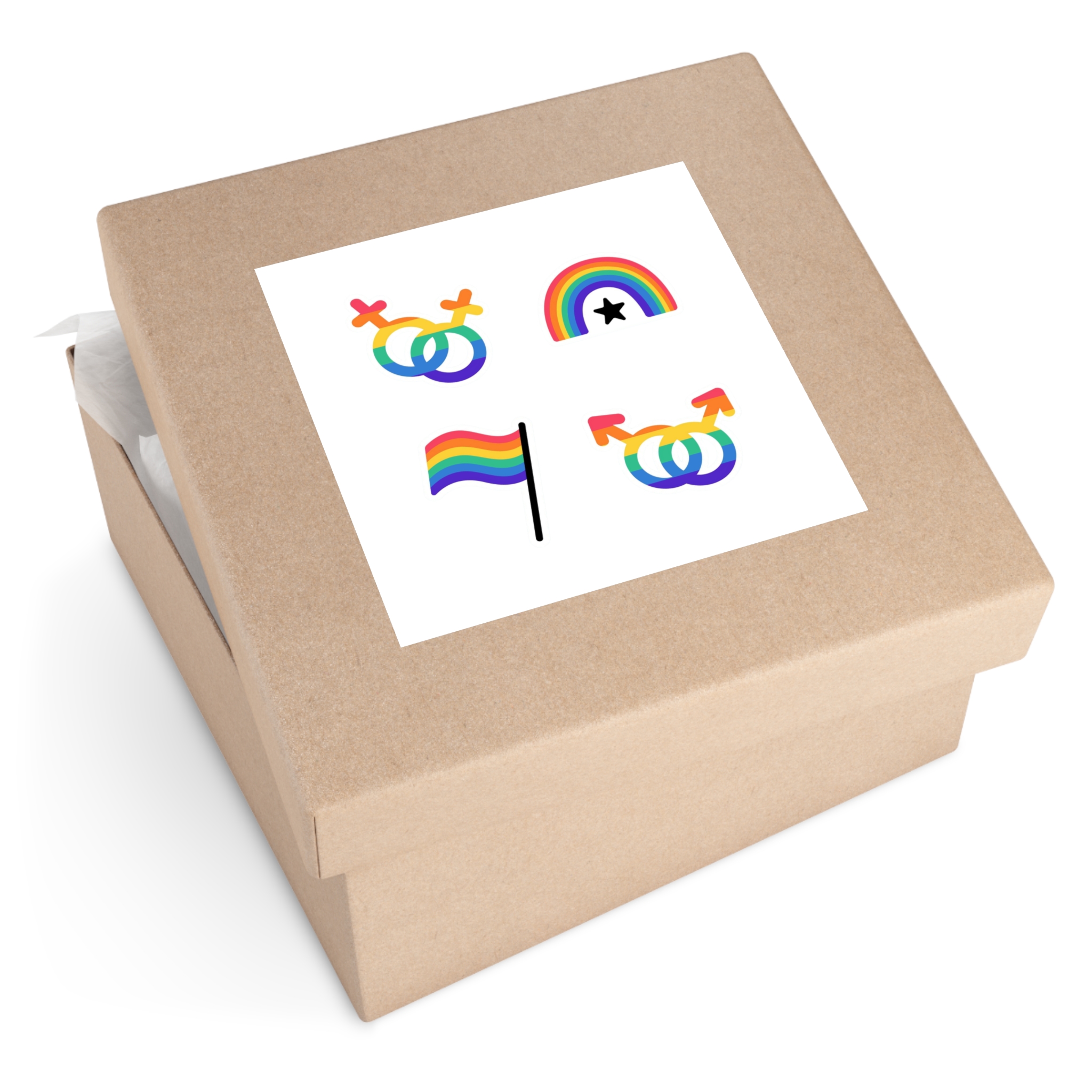 Lgbt Stickers Doodle Style Lgbtq Set Lgbt Pride Community Symbols Rainbow Colored Elements Flag Heart Rainbow Laminate Stickers Square - Image 59